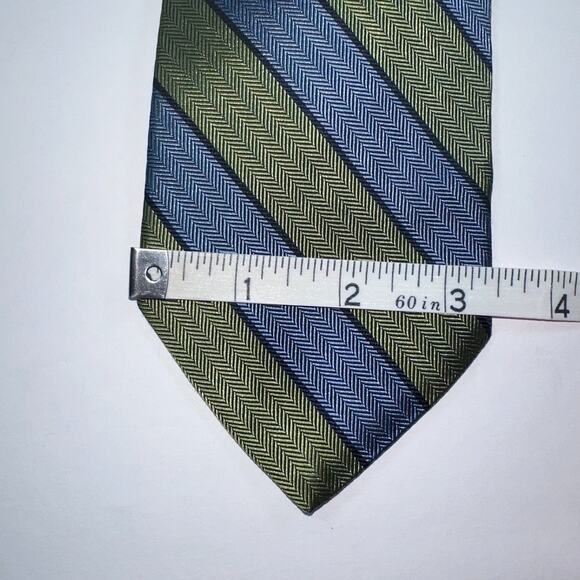 Brooks Brothers Tie Mens Blue, Green, Navy Striped Pure Silk Made in USA Necktie - Picture 4 of 6